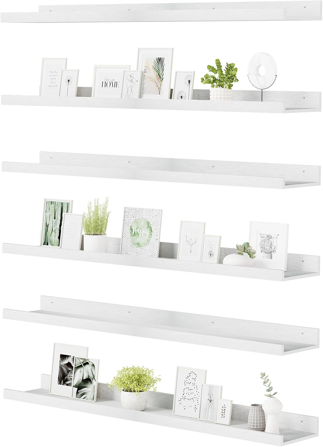 upsimples 6 Pack Wooden Floating Shelves, Wall Storage Decor Shelf for Bathroom, Bedroom, Living Room, Kitchen, Office and Laundry Room, Wall Mounted Display Hanging Shelf, Brown