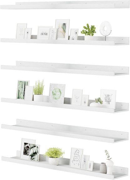 upsimples 6 Pack Wooden Floating Shelves, Wall Storage Decor Shelf for Bathroom, Bedroom, Living Room, Kitchen, Office and Laundry Room, Wall Mounted Display Hanging Shelf, Brown