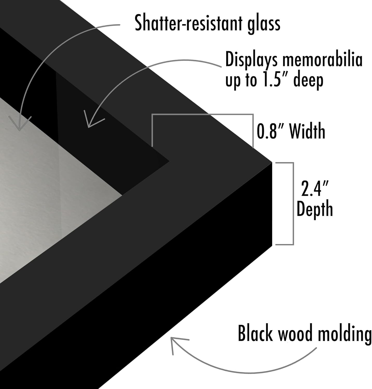Americanflat 12x16 Shadow Box Frame with Polished Plexiglass - Silhouette Collection - Large Shadow Box Display Case for Tabletop and Wall Display - Black with Soft Felt Back