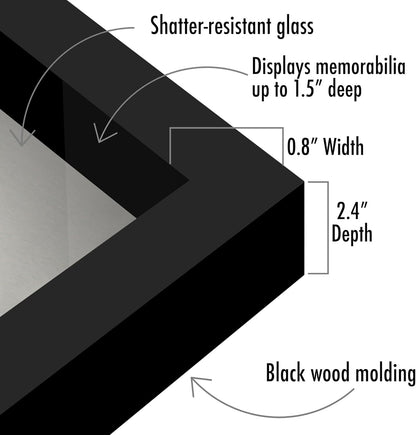 Americanflat 12x16 Shadow Box Frame with Polished Plexiglass - Silhouette Collection - Large Shadow Box Display Case for Tabletop and Wall Display - Black with Soft Felt Back