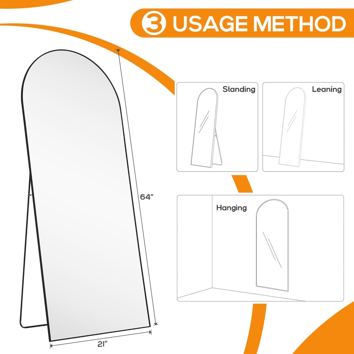 Mirror Full Length, Upgraded 16"x59" Body Wall Mirrors with Shatter-Proof Glass, Floor Standing, Hanging or Leaning, Tall Mirror with Stand Aluminum Alloy Frame for Bedroom Cloakroom