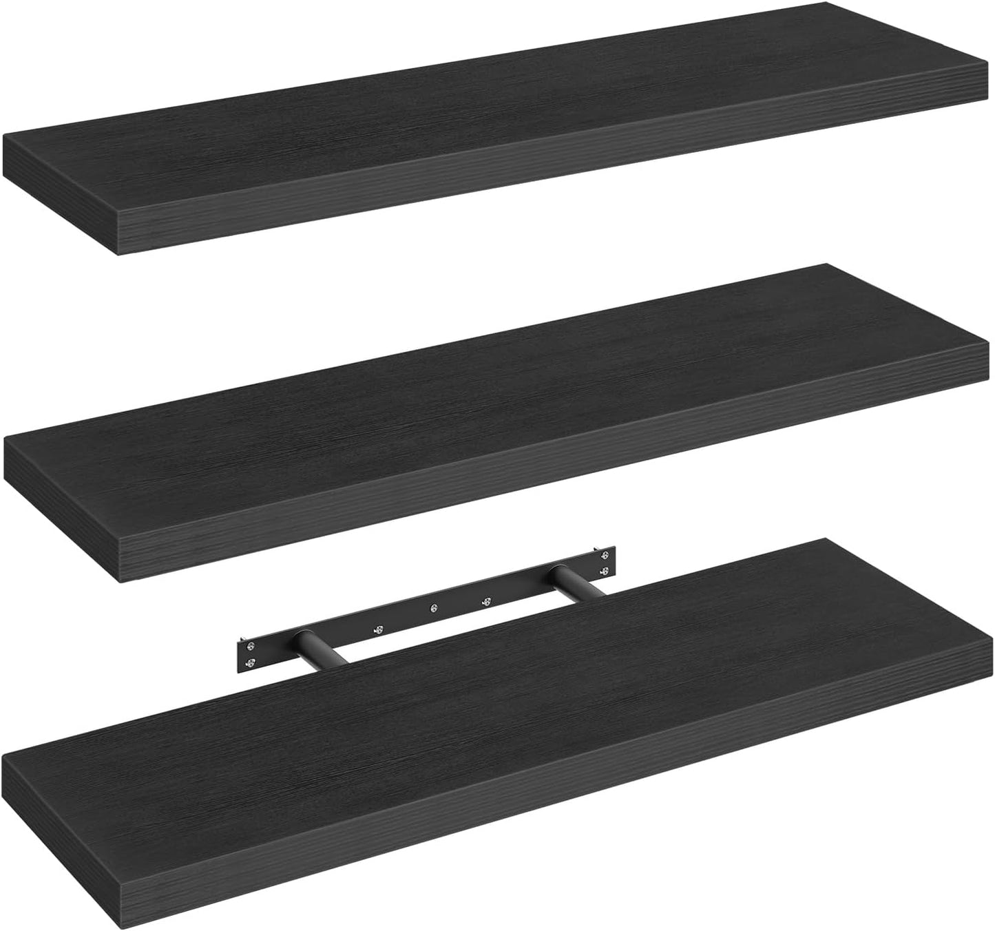 RALGEND Floating Shelves for Wall, 1.5" Thick Wall Shelf Set of 3 with Invisible Brackets, L31.5 x W7.9 Hanging Shelves Farmhouse Home Decor for Bathroom, Living Room, Bedroom, Rustic Brown 8301BJP3BF