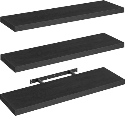 RALGEND Floating Shelves for Wall, 1.5" Thick Wall Shelf Set of 3 with Invisible Brackets, L31.5 x W7.9 Hanging Shelves Farmhouse Home Decor for Bathroom, Living Room, Bedroom, Rustic Brown 8301BJP3BF