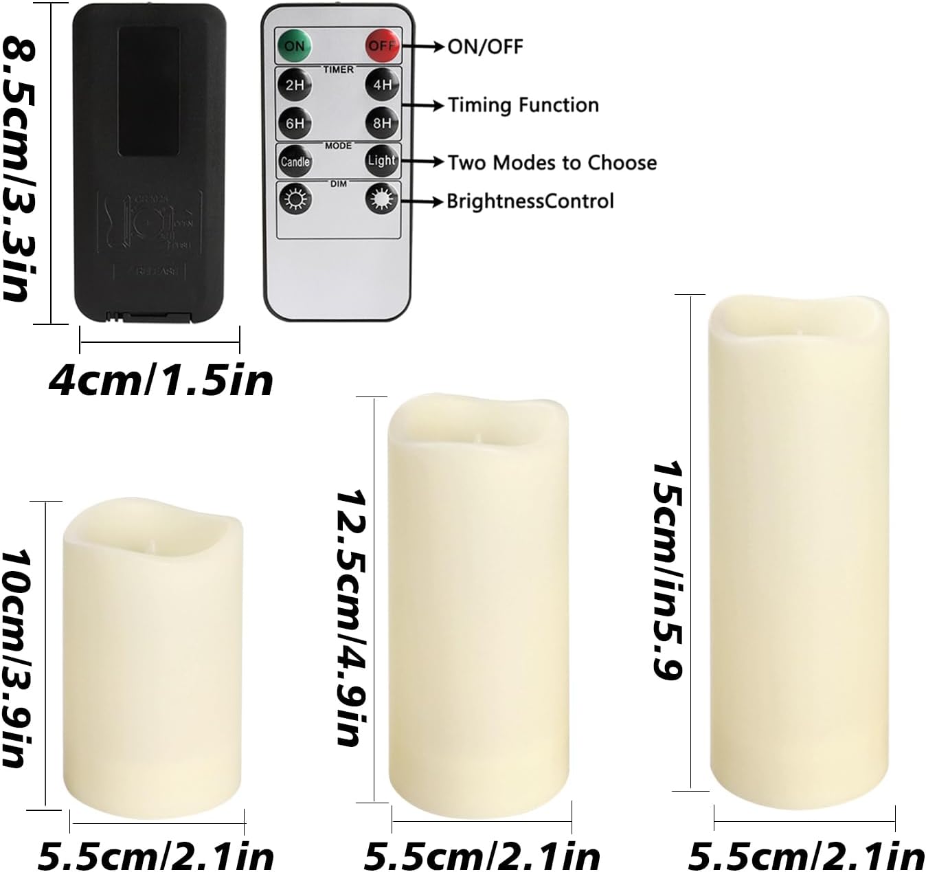 48- Pack of 3 Sizes of LED Flameless Candles.This Candle is Suitable for café, Fancy Restaurant, Bookstore and Other Scenes to Create a Relaxing and Romantic Atmosphere.