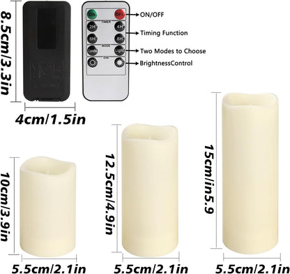 48- Pack of 3 Sizes of LED Flameless Candles.This Candle is Suitable for café, Fancy Restaurant, Bookstore and Other Scenes to Create a Relaxing and Romantic Atmosphere.