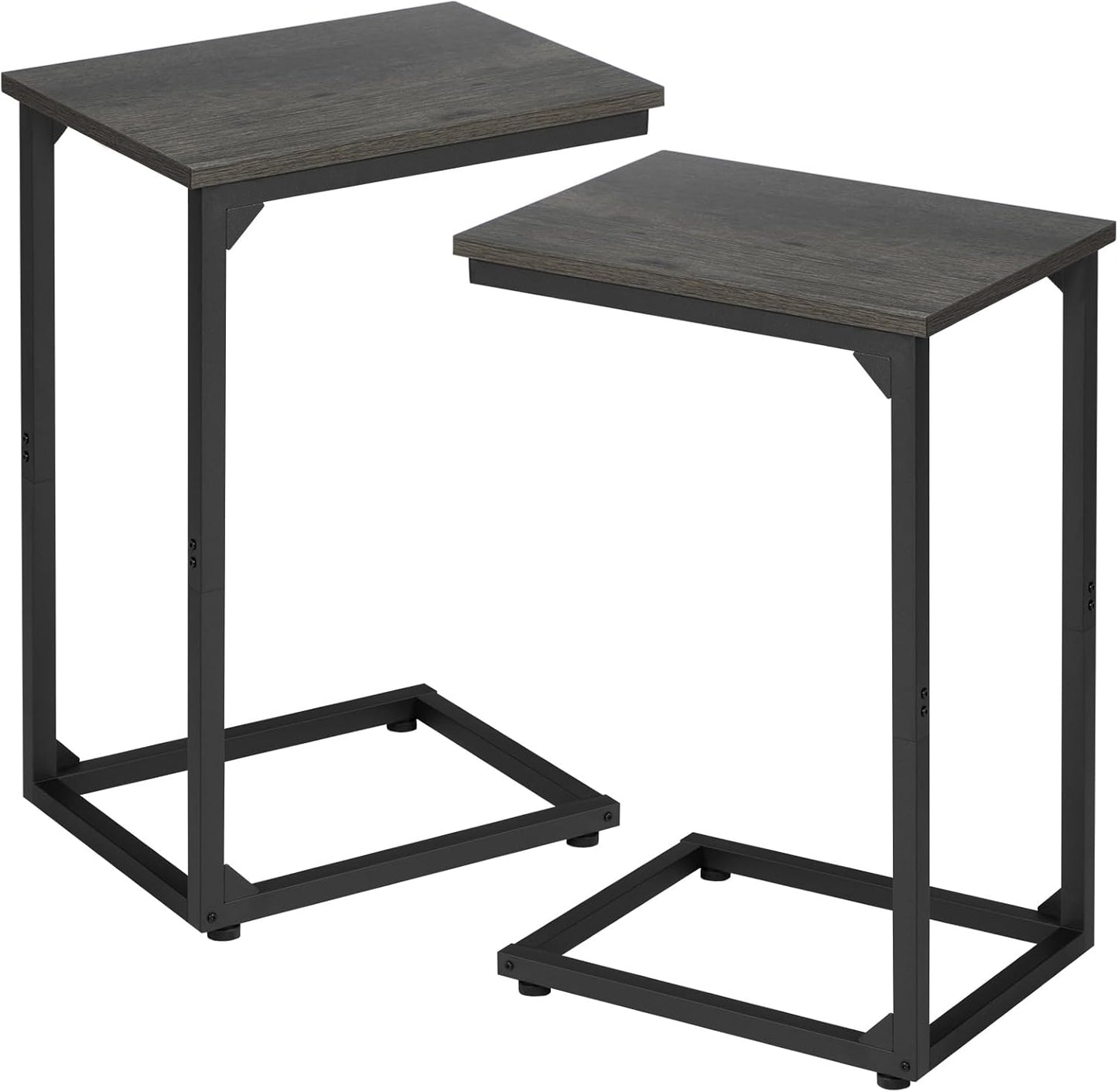 AMHANCIBLE C Shaped Side Table, End Tables Living Room Set of 2, Slide Under Couch Table for Sofa, TV Trays for Bedroom, Small Space, Rustic Brown HET02CBR