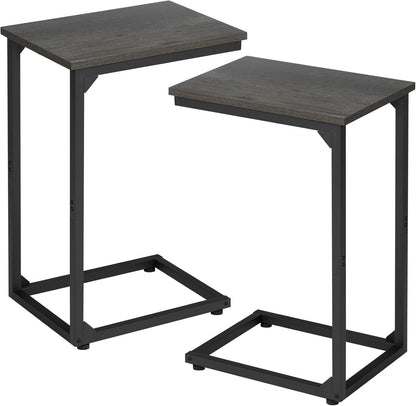 AMHANCIBLE C Shaped Side Table, End Tables Living Room Set of 2, Slide Under Couch Table for Sofa, TV Trays for Bedroom, Small Space, Rustic Brown HET02CBR