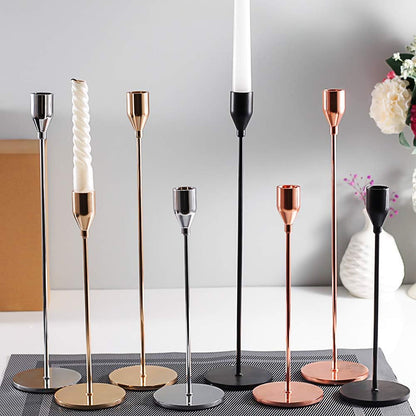 Matte Black Candle Holders Set of 3 for Taper Candles, Decorative Candlestick Holder for Wedding, Dinning, Party, Fits 3/4 inch Thick Candle&Led Candles (Metal Candle Stand)