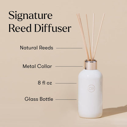 Capri Blue Volcano Reed Diffuser Set - Includes Reed Diffuser Sticks, Fragrance Oil, and Glass Bottle - Luxury Scented Room Freshener - White (8 fl oz)