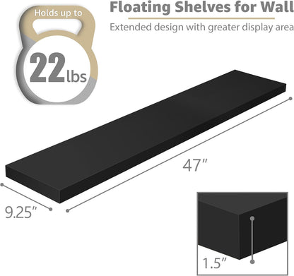 Sorbus Floating Shelves for Wall - 48 Inch Long Bathroom Shelves, Wall Decor for Bedroom, Kitchen, Living Room & Book Storage - Mounted Floating Shelf with Invisible Brackets (Maple Wood, 2 Pack)
