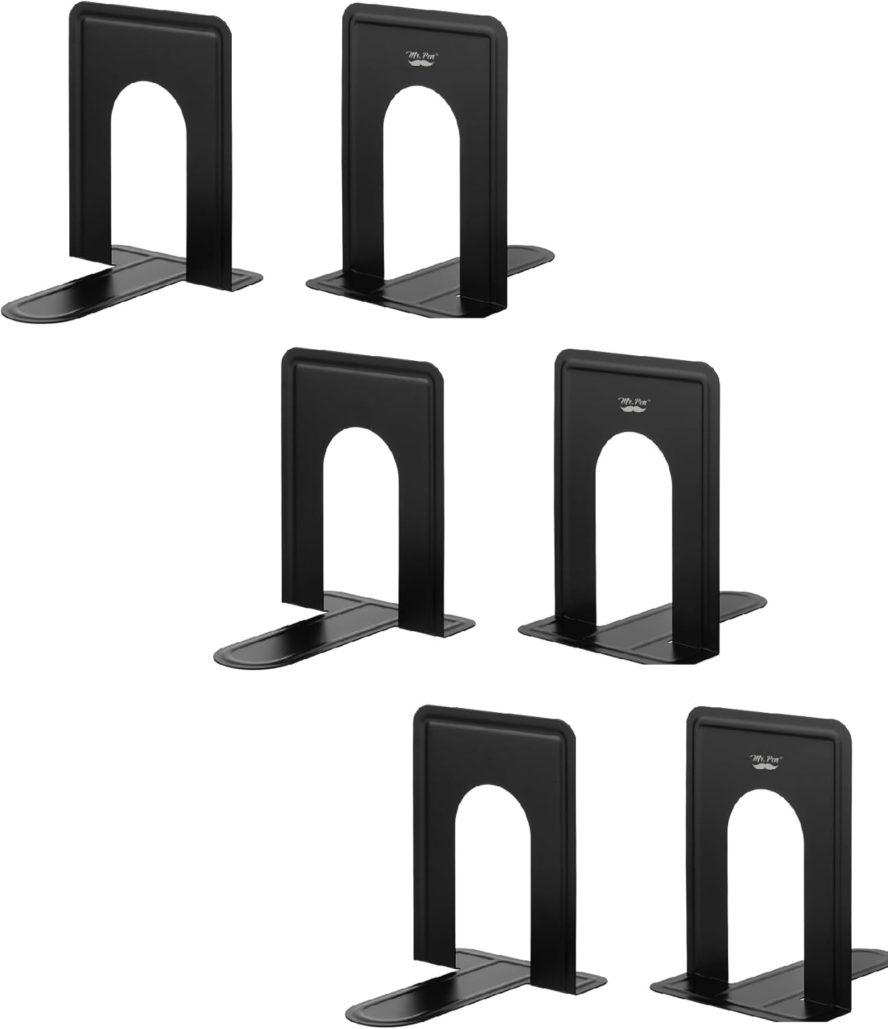 Mr. Pen- Book Ends, Black, 4 Pack, Heavy Duty Metal Bookends for Shelves, Book Holders for Shelves, Metal Bookends