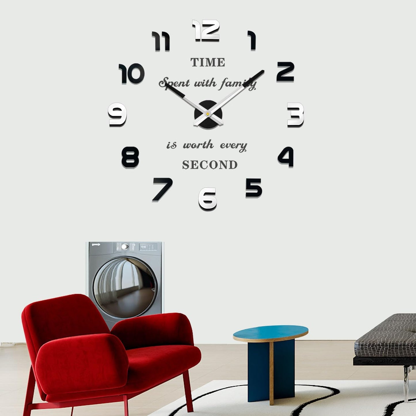 VANGOLD Large Wall Clocks for Living Room Decor, Decorative Wall Clocks Battery Operated (Black Wall Decor)