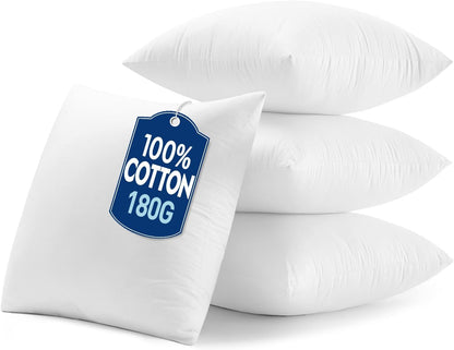 MIULEE 18x18 Pillow Inserts with Cotton Cover,Set of 4 100% Virgin Microfiber Throw Pillows for Couch Sofa and Bed