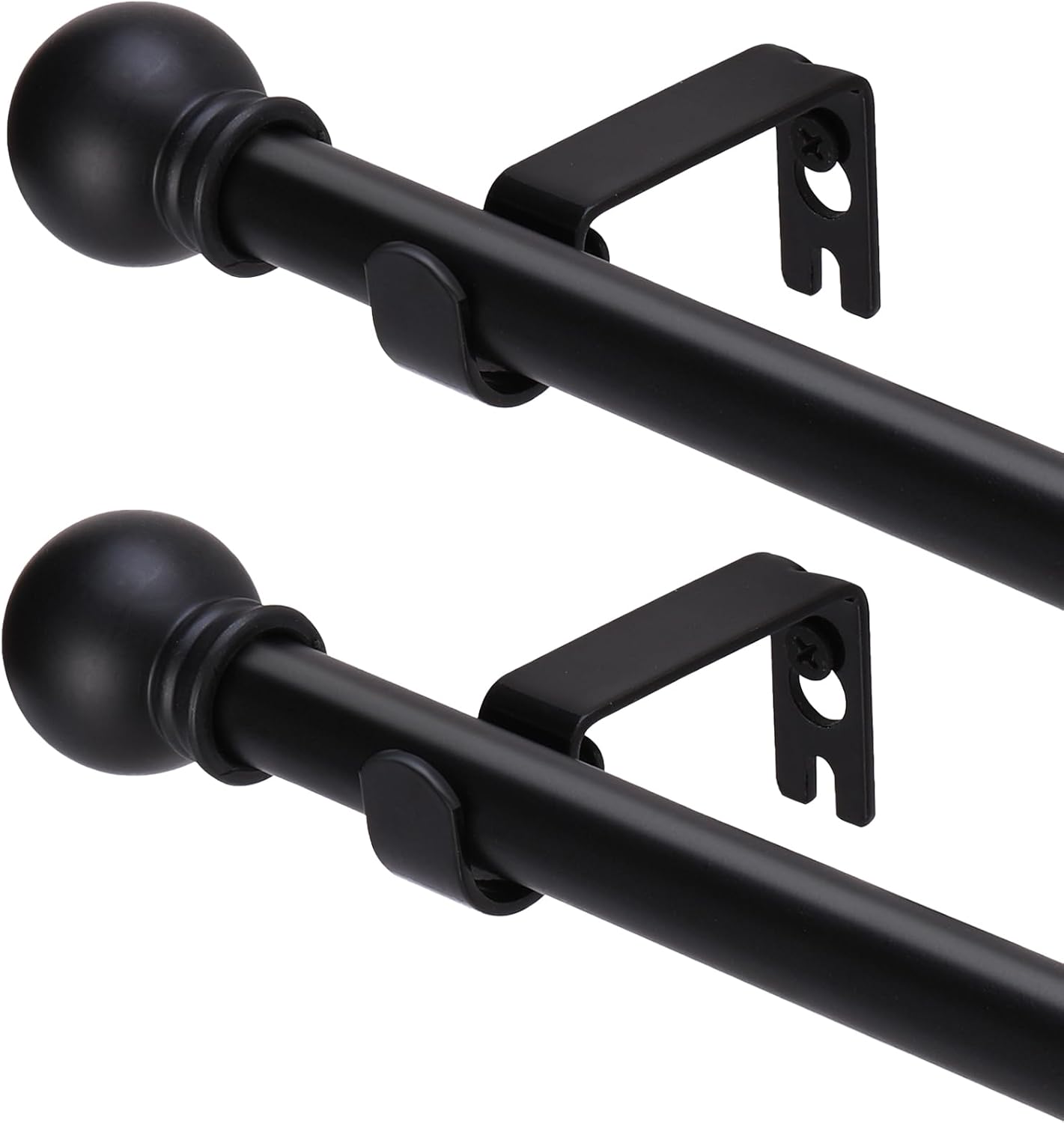 GXOACKJ Curtain Rods for windows 32-48 inch, 5/8 inch Decorative Curtain Rod Set, Matte Black Splicing Heavy Duty Metal Curtain Rod with Brackets