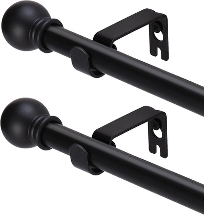 GXOACKJ Curtain Rods for windows 32-48 inch, 5/8 inch Decorative Curtain Rod Set, Matte Black Splicing Heavy Duty Metal Curtain Rod with Brackets