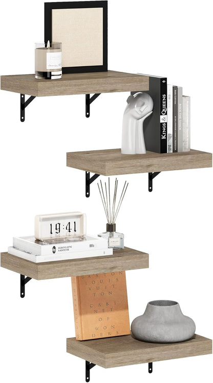 Furinno Rossi 5-Tier Wall Mount Floating Radial Corner Shelf, White