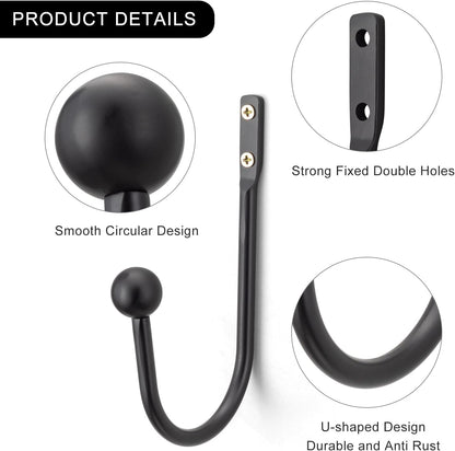2 Pack Curtain Holdbacks - Silver, Decorative Drapery Wall Hooks with Hardware, Curtain Pull Back Hooks, Metal Curtain Tiebacks Wall Mounted, Window Side Holders for Drapes, Curtain Accessories
