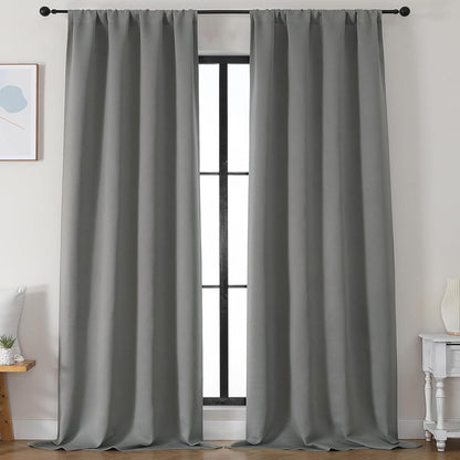 Simplebrand Ava Sage Green Blackout Curtains for Bedroom 63 Inch Length 2 Panels Set, Solid Thermal Insulated Energy Saving Rod Pocket Window Treatment Curtains Blackout Drapes, W40 x L63 Inch, Sage - Colors B
