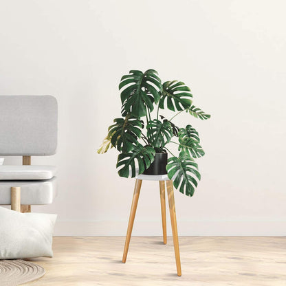 Uneedem Wood Mid Century Plant Stand for Indoor Plants, Modern Table, Tall Holder for Flower Pots, Small Round Side/End Table(A2 White, High: 16.5")