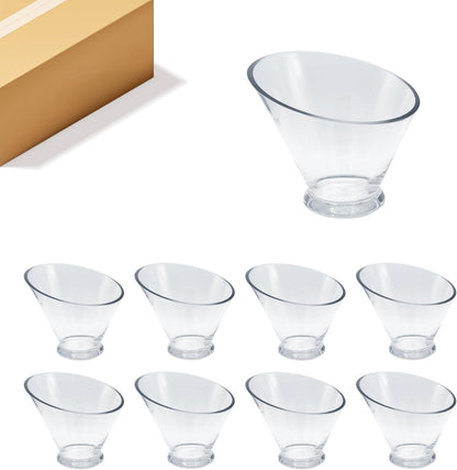 WGVI Clear Slant Cut Bowl Glass Vase, Glass Terrarium, Candy Dish, Glassware, Slant Open: 7". Height: 6" x 2.7". Base: 4" (1 Piece)