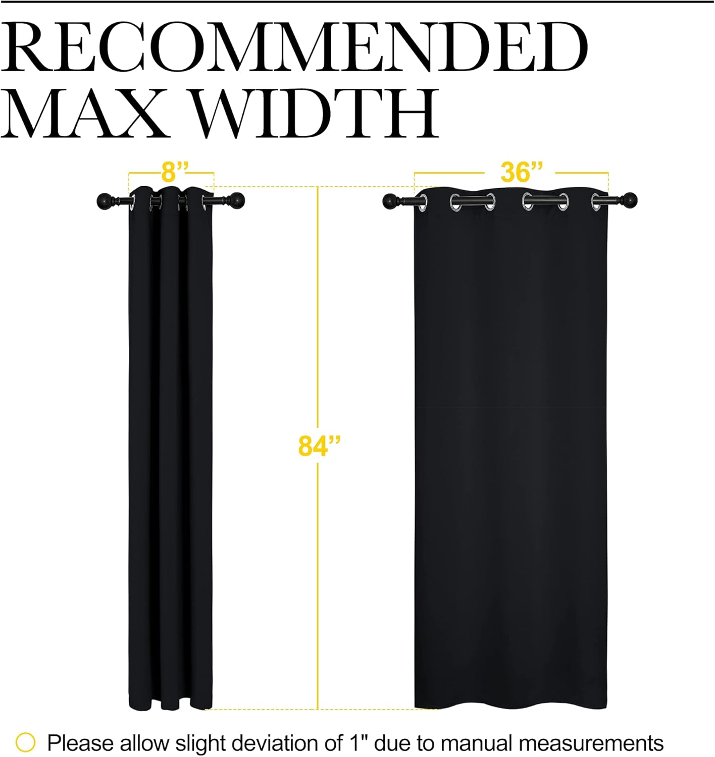 NICETOWN Halloween Pitch Black Solid Thermal Insulated Grommet Blackout Curtains/Drapes for Bedroom Window (2 Panels, 42 inches Wide by 63 inches Long, Black) - Colors E