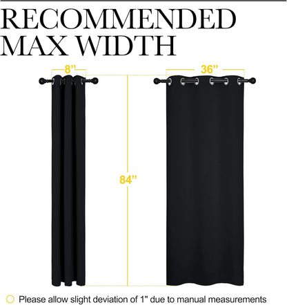 NICETOWN Halloween Pitch Black Solid Thermal Insulated Grommet Blackout Curtains/Drapes for Bedroom Window (2 Panels, 42 inches Wide by 63 inches Long, Black) - Colors E