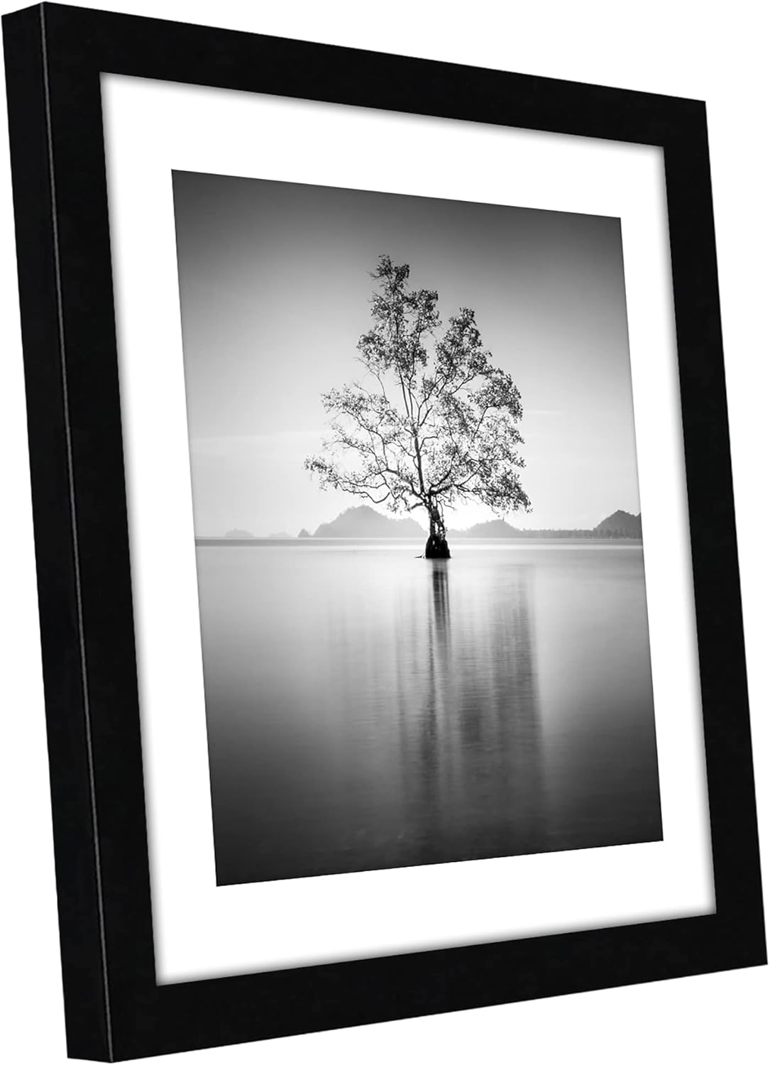Americanflat 8x10 Picture Frame with Shatter-Resistant Glass - Use as 5x7 Frame with Mat or Display 8x10 Photo Without Mat - Signature Collection - Picture Frames for Tabletop and Wall Display - Black
