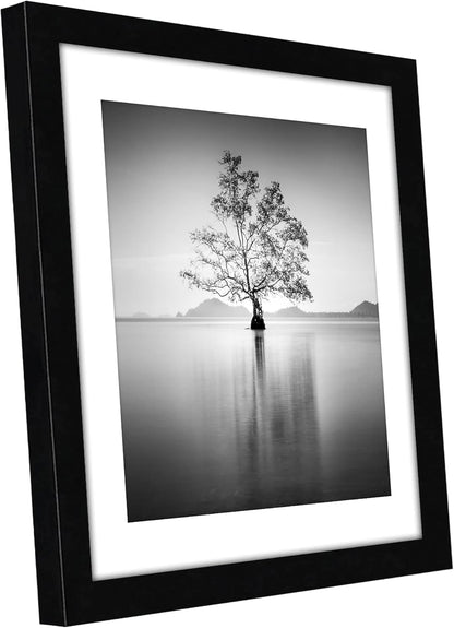 Americanflat 8x10 Picture Frame with Shatter-Resistant Glass - Use as 5x7 Frame with Mat or Display 8x10 Photo Without Mat - Signature Collection - Picture Frames for Tabletop and Wall Display - Black