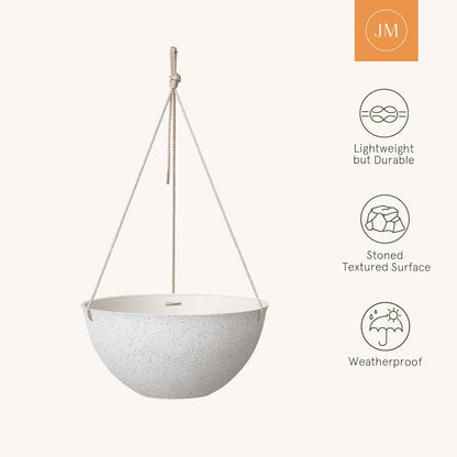 LA JOLIE MUSE Large Hanging Planters - 13 Inch Flower Pots Outdoor Indoor, Hanging Garden Planters Set of 2, New Iron Color