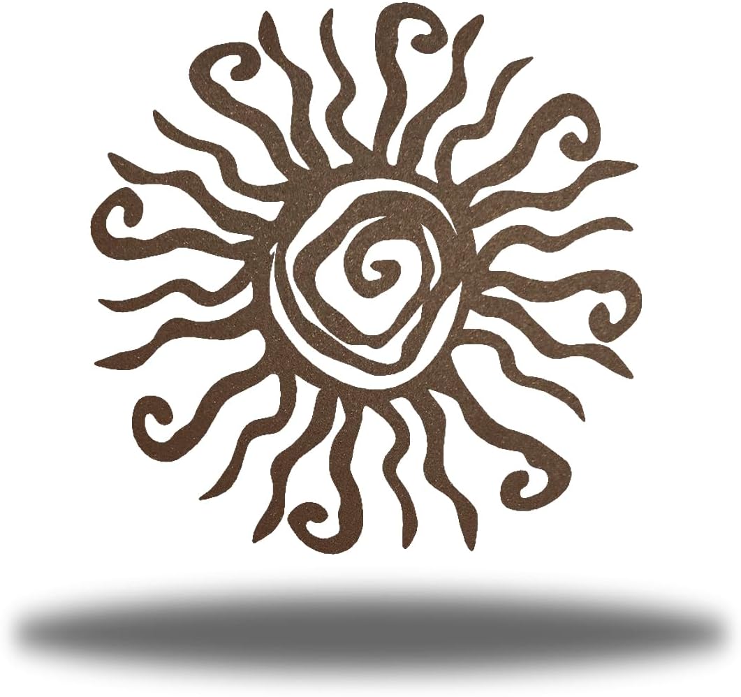 Riverside Designs Wacky Sun Metal Wall Art Indoor/Outdoor Decor - 24" Teal Rust Proof Wall Sculpture - Made in USA - Ideal for Bedroom, Garden, Home, Patio and Farmhouse