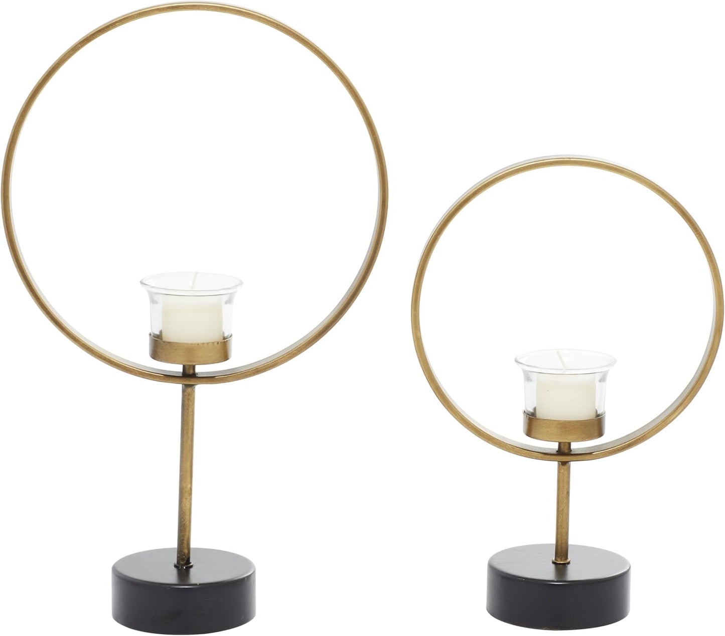 Deco 79 Metal Abstract Decorative Candle Holder Mushroom Inspired Candle Stand, Set of 2 Candlestick Holder 11", 14"H, Gold