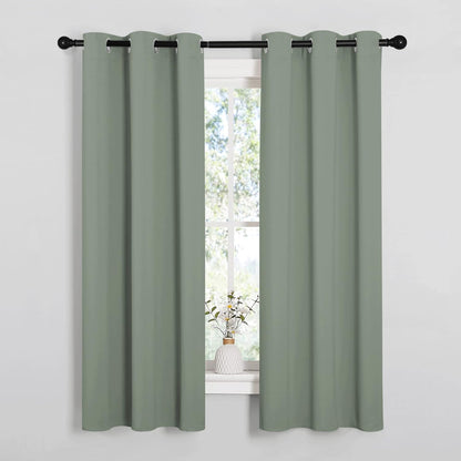 NICETOWN Halloween Pitch Black Solid Thermal Insulated Grommet Blackout Curtains/Drapes for Bedroom Window (2 Panels, 42 inches Wide by 63 inches Long, Black) - Colors B