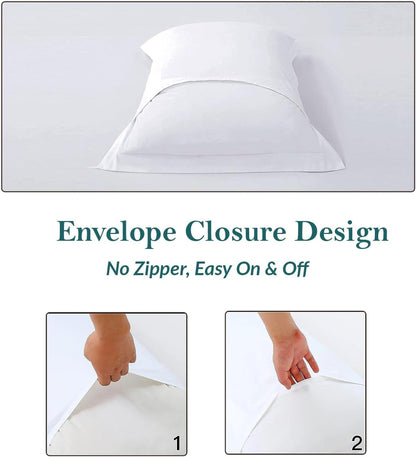 Euro Sham Covers 26x26 Set of 2 White 600 Thread Count 100% Egyptian Cotton Pack of 2 Euro 26x26 Pillow Covers Cushion Cover Cases Soft Skin Friendly European Size Decorative Square Pillow Shams