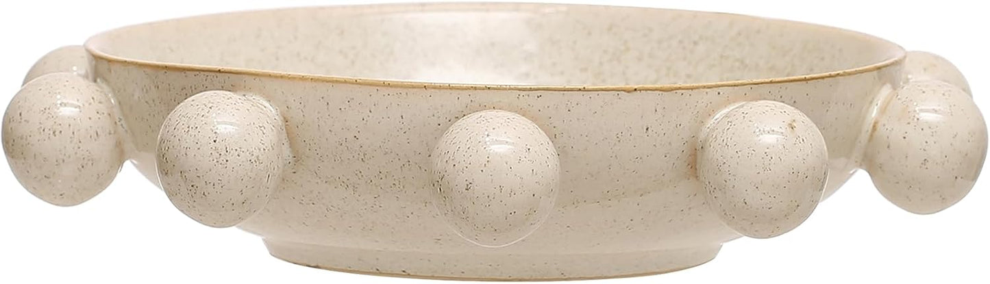 Bloomingville 9.75 Inches Stoneware Bowl with Orbs and Reactive Glaze, Black