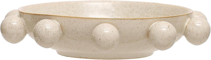Bloomingville 9.75 Inches Stoneware Bowl with Orbs and Reactive Glaze, Black