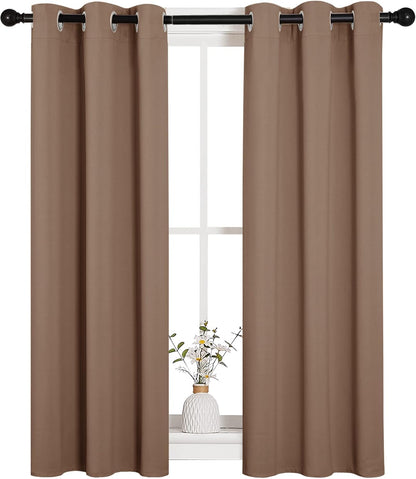 NICETOWN Halloween Pitch Black Solid Thermal Insulated Grommet Blackout Curtains/Drapes for Bedroom Window (2 Panels, 42 inches Wide by 63 inches Long, Black) - Colors D