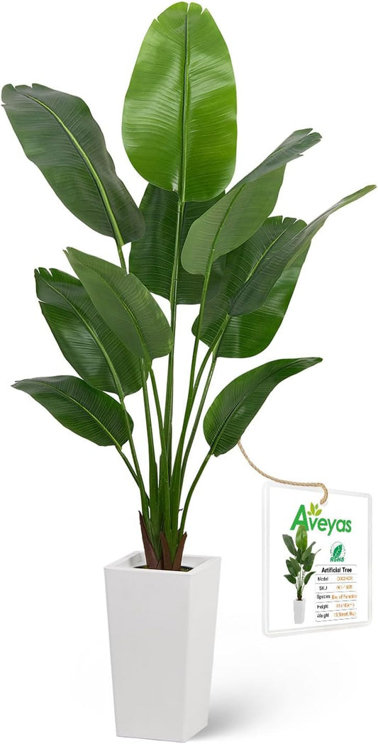 Aveyas 7ft Artificial Olive Tree for Home Decor, 7 Feet Large Faux Plant Fake Skinny Silk Trees with Pot for Indoor Outdoor House Living Room Office (7 ft Tall Including Raised Pot)