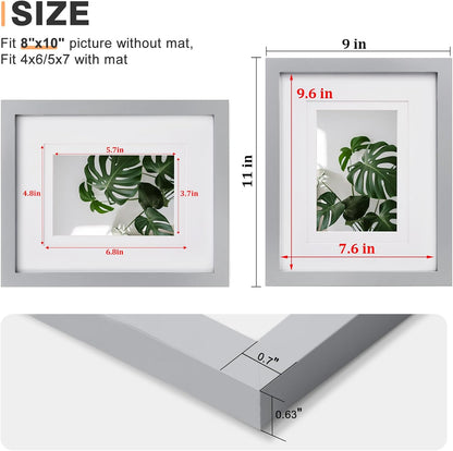 Egofine 12x16 Picture Frame Black, Covered by Plexiglass Made of Solid Wood, Display Pictures 9x12 and 11x14 with Mat or 12x16 Without Mat, for Wall Mounting Photo Frame - Colors A