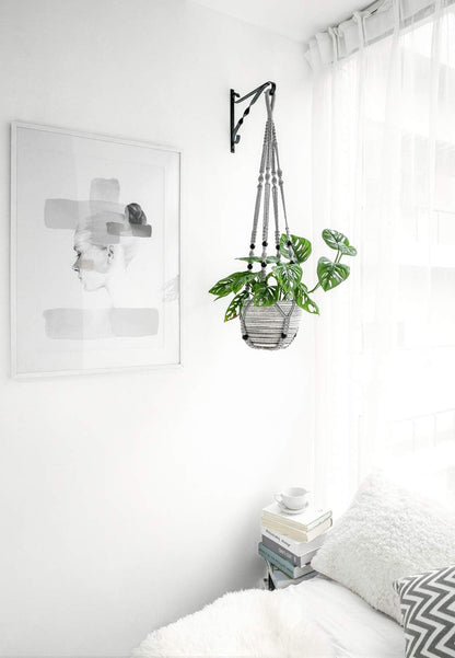 Mkono 3 Pack Macrame Plant Hangers Indoor Different Size Hanging Planter Basket Flower Pot Holder with Beads No Tassels 35"/29"/23", Medium, Brown