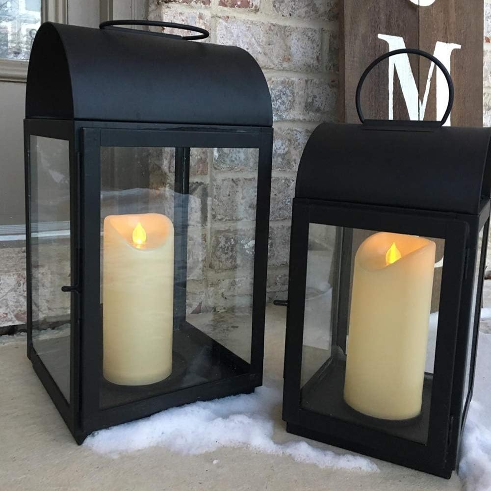 Homemory 6"x3" Outdoor Waterproof Flameless Candles, LED Candles, Battery Operated Candles with Remote and Timers, Electric Fake Plastic Pillar Candles, Ivory White, Set of 2
