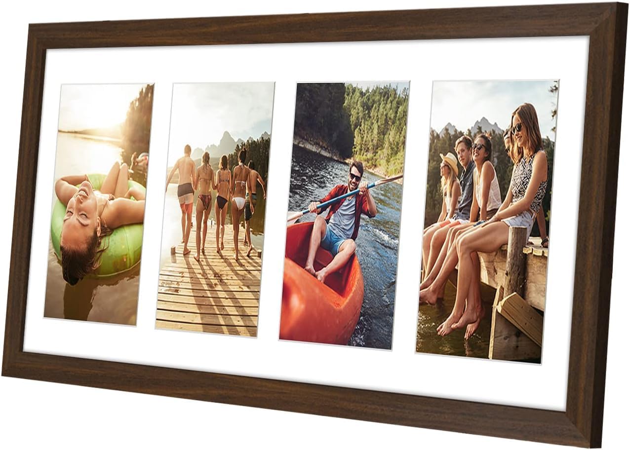 Americanflat 4x6 Collage Picture Frame with Shatter-Resistant Glass - Fits Five 4x6 Photos or Use as One 11x14 Picture Frame - Signature Collection - Collage Frames for Wall Display - Black