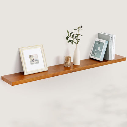 Floating Shelves 36 Inches Long - 8 Inch Deep Rustic Premium Solid Pine Wood for Storage - Farmhouse Wall Mounted for Living Room - Heavy-Duty Metal Bracket - 36" W x 8" D - Set of 2 - White Color