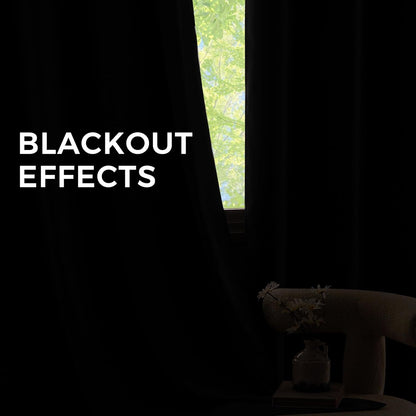 NICETOWN Halloween Pitch Black Solid Thermal Insulated Grommet Blackout Curtains/Drapes for Bedroom Window (2 Panels, 42 inches Wide by 63 inches Long, Black) - Colors E