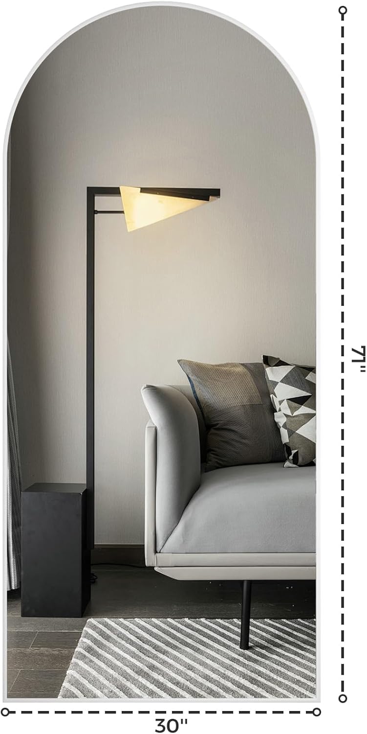 Koonmi 30"x71" Arched Full Length Mirror, Gold Large Floor Mirror with Aluminum Alloy Frame, Standing Hanging or Leaning Wall-Mounted Full Body Mirror for Living Room and Bedroom