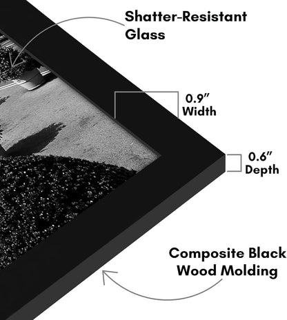 Americanflat 12x18 Poster Frame with Shatter-Resistant Glass - Signature Collection - Gallery-Style Frames Made of Engineered Wood - Photo Frame for Wall Display - Black - Colors C
