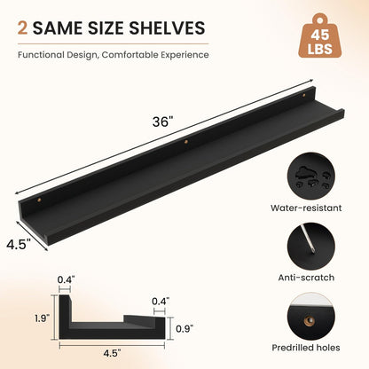 Dreamland Picture Ledge Shelf for Wall, Floating Shelves Set of 2, 48 Inch Long Floating Shelves with Lip for Living Room, Bedroom, Bathroom, Kitchen, White