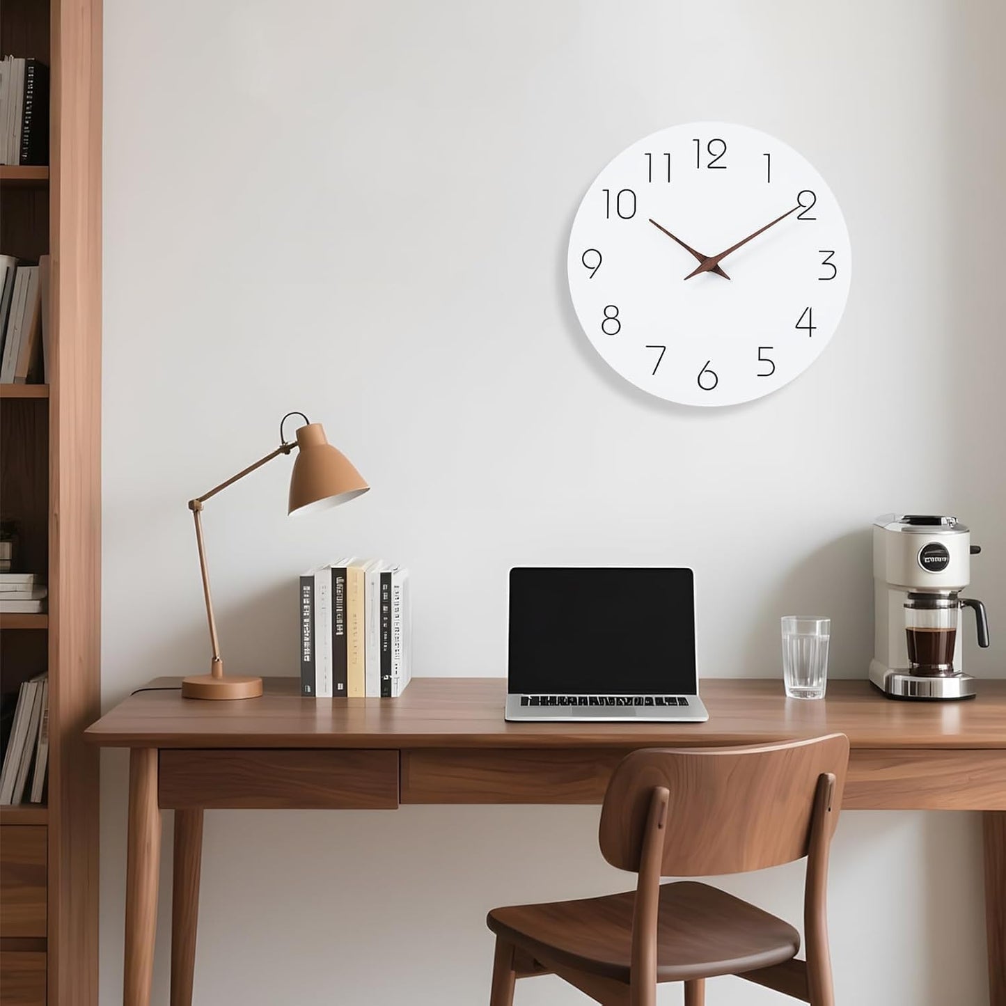 Mosewa Wall Clock 8 Inch Black Battery Operated Silent Non Ticking Simple Minimalist Rose Gold Numbers Decorative for Bedroom Living Room Kitchen Home Bathroom Office