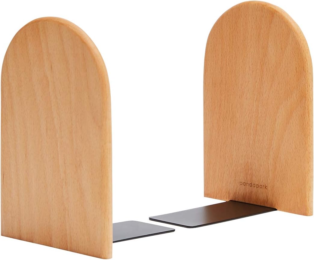 Pandapark Wood,Non-Skid Bookend for Shelves,Heavy Duty,Book Stand for CDs,1 Pair