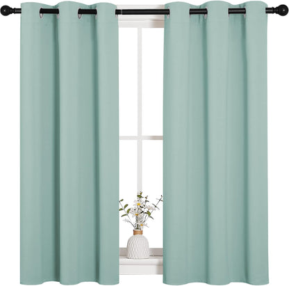 NICETOWN Halloween Pitch Black Solid Thermal Insulated Grommet Blackout Curtains/Drapes for Bedroom Window (2 Panels, 42 inches Wide by 63 inches Long, Black) - Colors A
