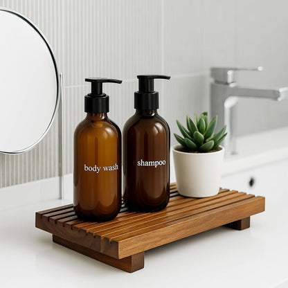 Acacia Wood Riser for Bathroom Sink Tray Kitchen Counter Decor Trays Pedestal Stand Sponge Soap Dish Holder Decorative Wooden Risers for Kitchen Sink Soap Tray Vanity Bathroom Countertop Accessories